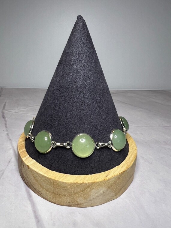Boho Stackable, Adjustable Silver Bracelet, Green… - image 2