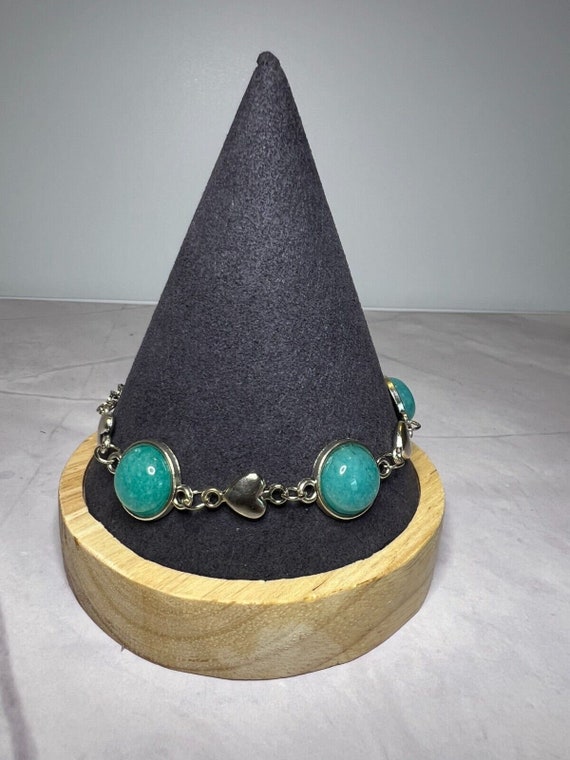 Boho Stackable, Adjustable Silver Bracelet, Aqua … - image 2