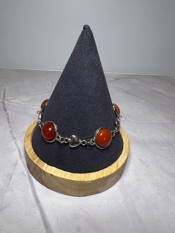 Boho Stackable, Adjustable Silver Bracelet, Orang… - image 5