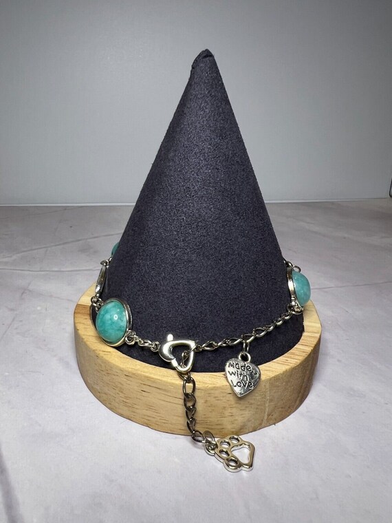 Flower Stackable, Adjustable Silver Bracelet, Aqu… - image 6