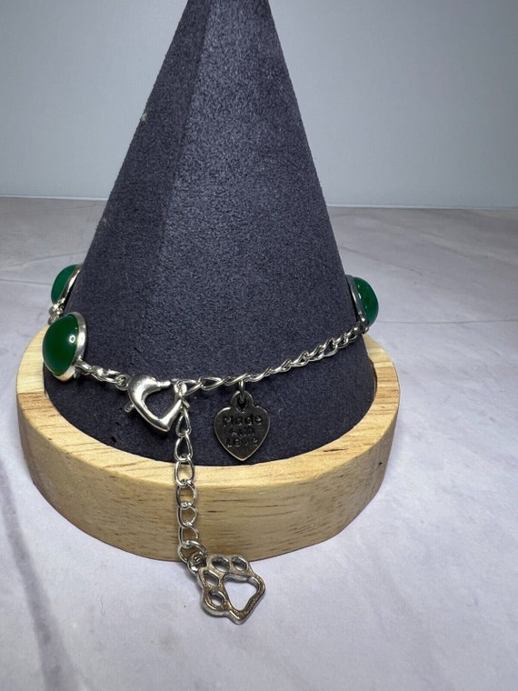 Boho Stackable, Adjustable Silver Bracelet, Green… - image 4