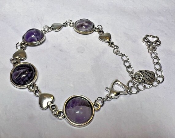 Boho Stackable, Adjustable Silver Bracelet, Ameth… - image 1