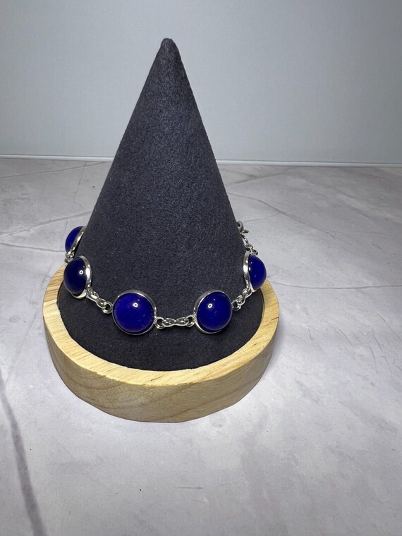 Boho Stackable, Adjustable Silver Bracelet, Lapis… - image 5