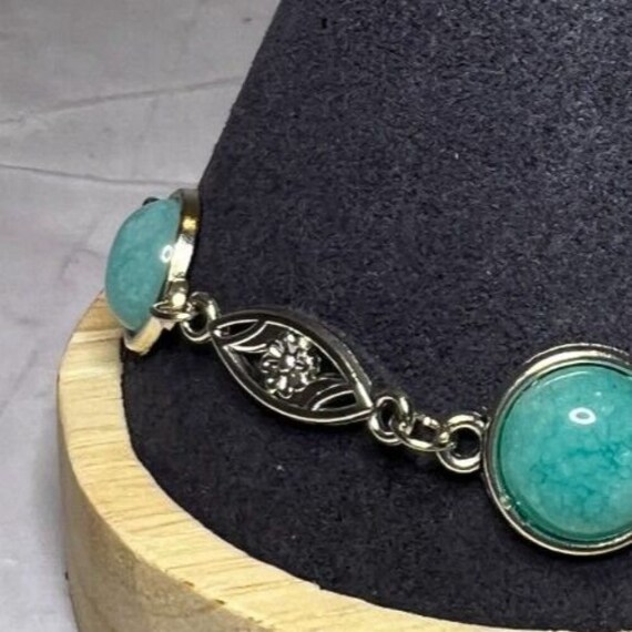 Flower Stackable, Adjustable Silver Bracelet, Aqu… - image 3