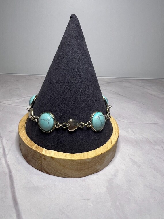 Boho Stackable, Adjustable Silver Bracelet, Turqu… - image 5