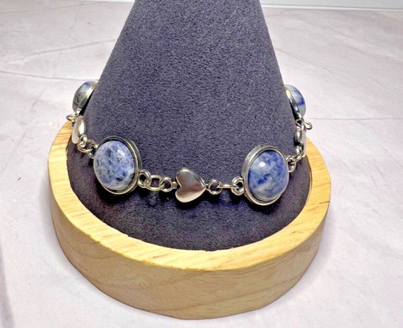 Boho Stackable, Adjustable Silver Bracelet, Blue … - image 6