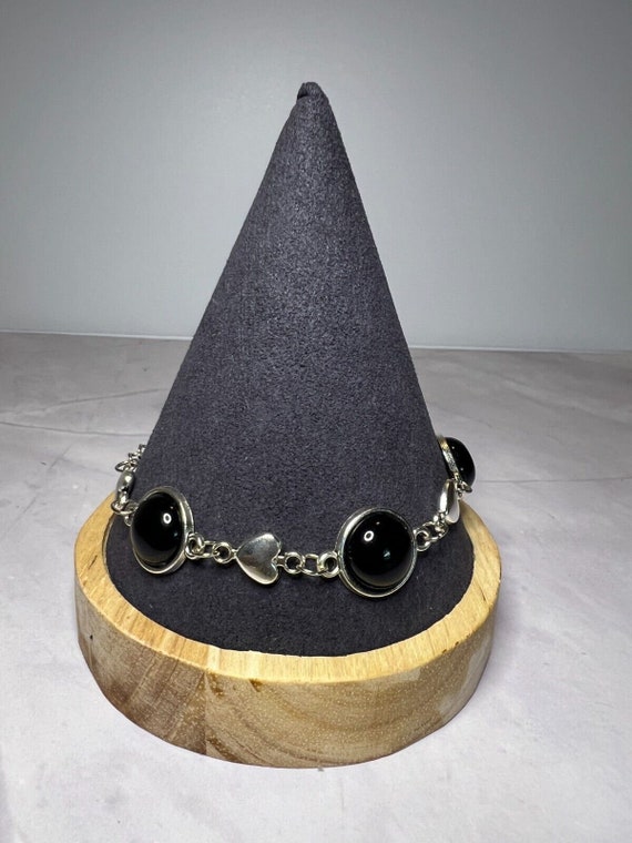 Boho Stackable, Adjustable Silver Bracelet, Black… - image 6