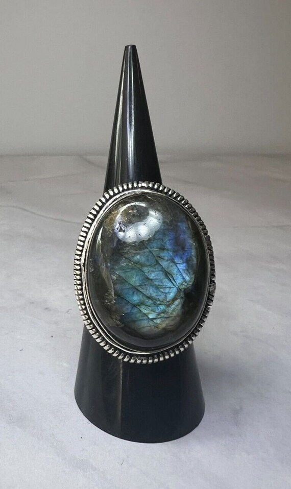 Boho Statement Ring, Labradorite & Sterling Silve… - image 1