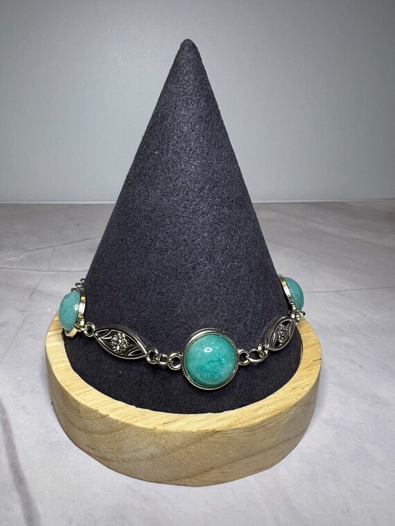 Flower Stackable, Adjustable Silver Bracelet, Aqu… - image 4