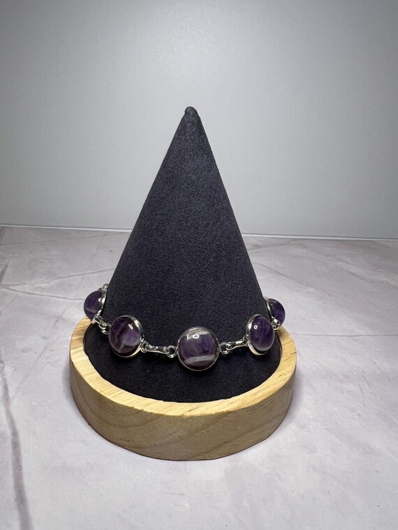 Boho Stackable, Adjustable Silver Bracelet, Ameth… - image 4