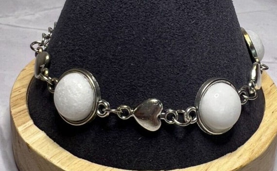 Boho Stackable, Adjustable Silver Bracelet, White… - image 2