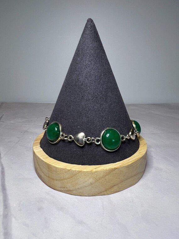 Boho Stackable, Adjustable Silver Bracelet, Green… - image 6