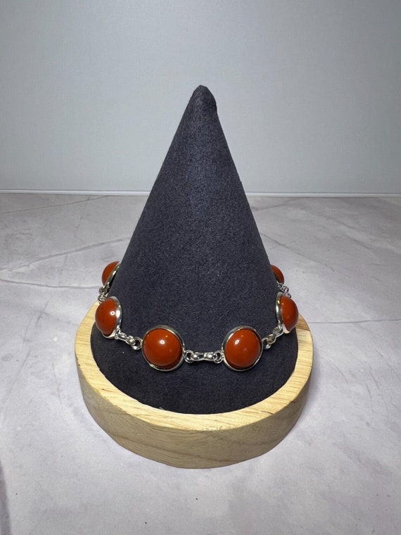 Boho Stackable, Adjustable Silver Bracelet, Red J… - image 5