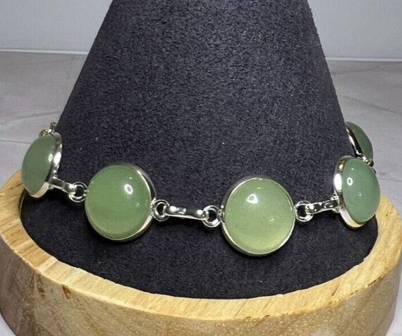 Boho Stackable, Adjustable Silver Bracelet, Green… - image 3