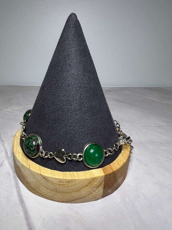 Boho Stackable, Adjustable Silver Bracelet, Agate… - image 2