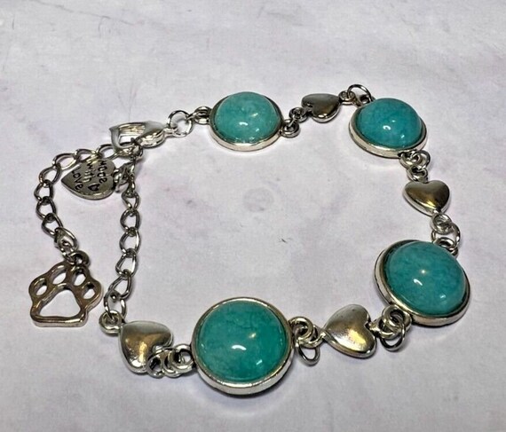 Boho Stackable, Adjustable Silver Bracelet, Aqua … - image 1