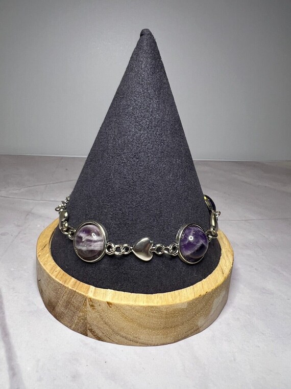 Boho Stackable, Adjustable Silver Bracelet, Ameth… - image 2