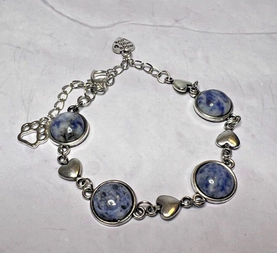 Boho Stackable, Adjustable Silver Bracelet, Blue … - image 1