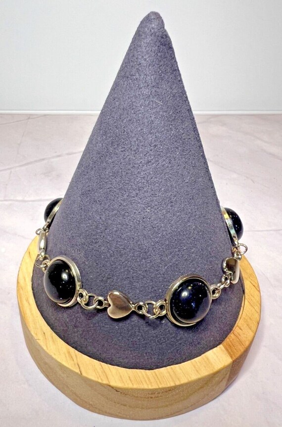 Boho Stackable, Adjustable Silver Bracelet, Blue … - image 1