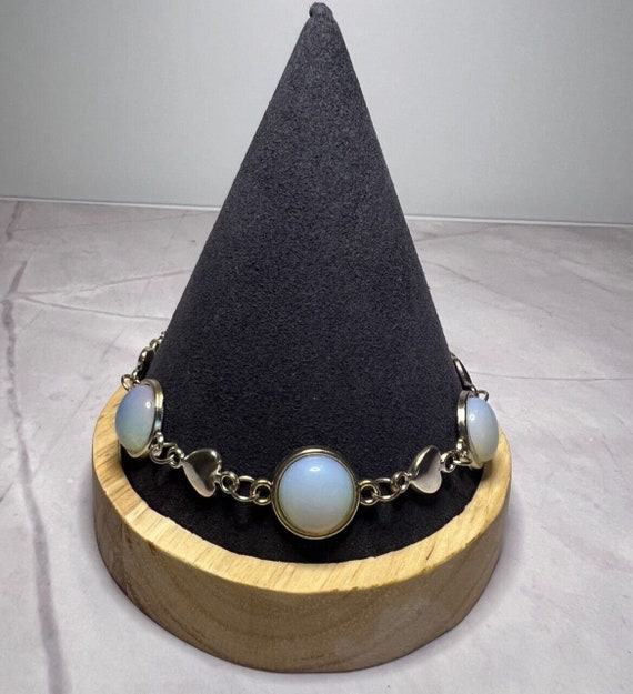 Boho Stackable, Adjustable Silver Bracelet, Opali… - image 2