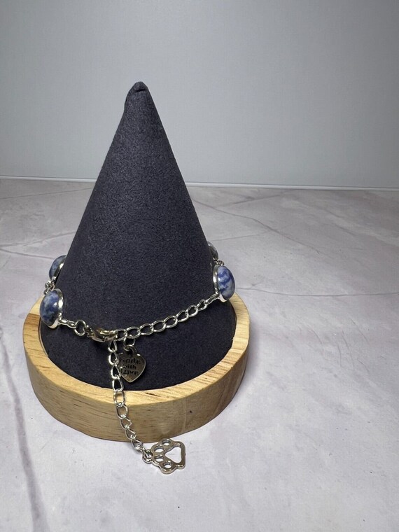 Boho Stackable, Adjustable Silver Bracelet, Blue … - image 3