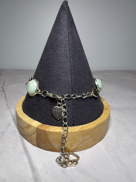 Boho Stackable, Adjustable Silver Bracelet, Green… - image 4