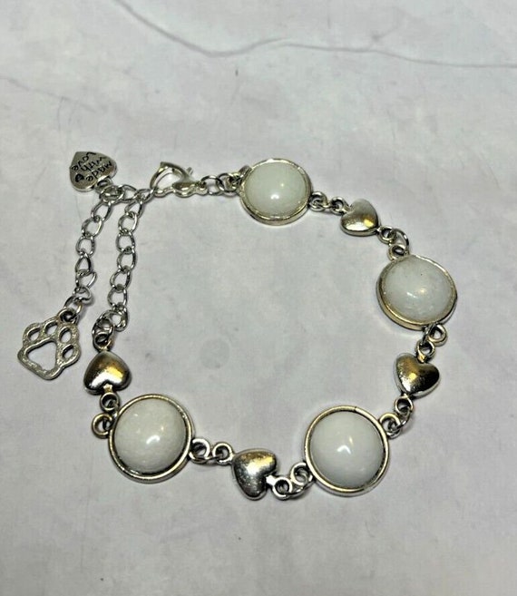 Boho Stackable, Adjustable Silver Bracelet, White… - image 1