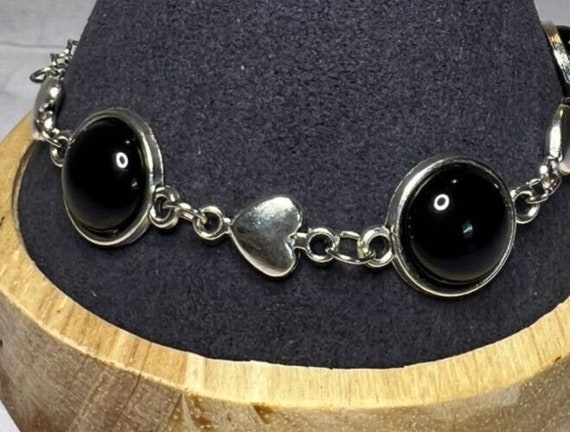 Boho Stackable, Adjustable Silver Bracelet, Black… - image 3