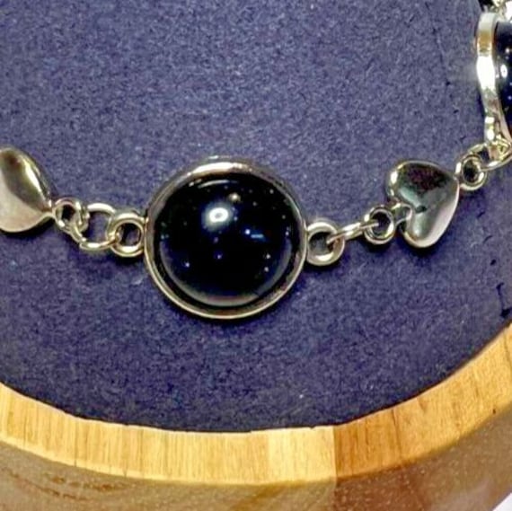 Boho Stackable, Adjustable Silver Bracelet, Blue … - image 4