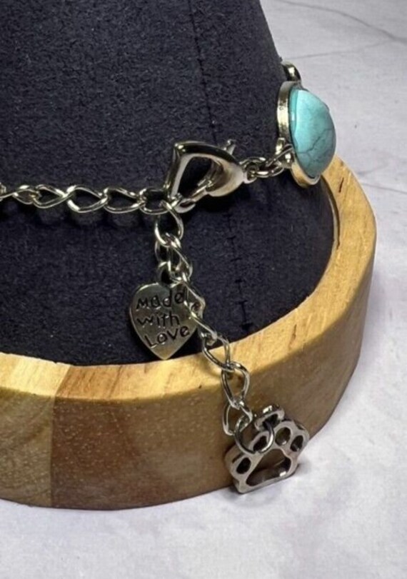 Boho Stackable, Adjustable Silver Bracelet, Turqu… - image 4
