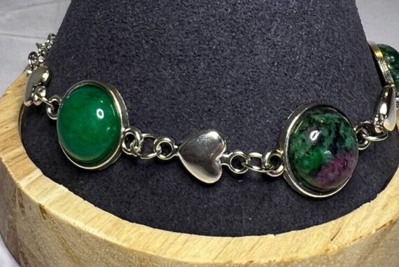 Boho Stackable, Adjustable Silver Bracelet, Agate… - image 3