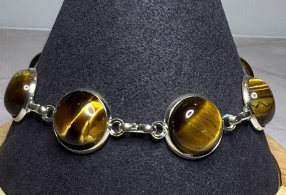 Boho Stackable, Adjustable Silver Bracelet, Tiger… - image 3