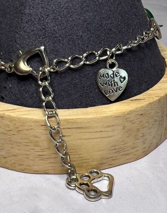 Boho Stackable, Adjustable Silver Bracelet, Green… - image 5