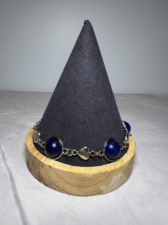 Boho Stackable, Adjustable Silver Bracelet, Lapis… - image 2