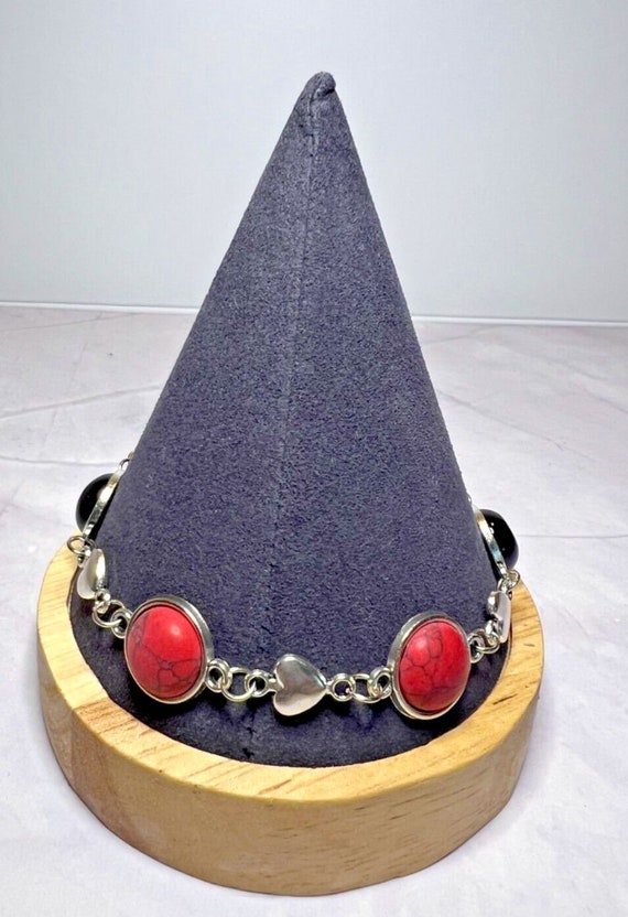 Boho Stackable, Adjustable Silver Bracelet, Onyx … - image 1