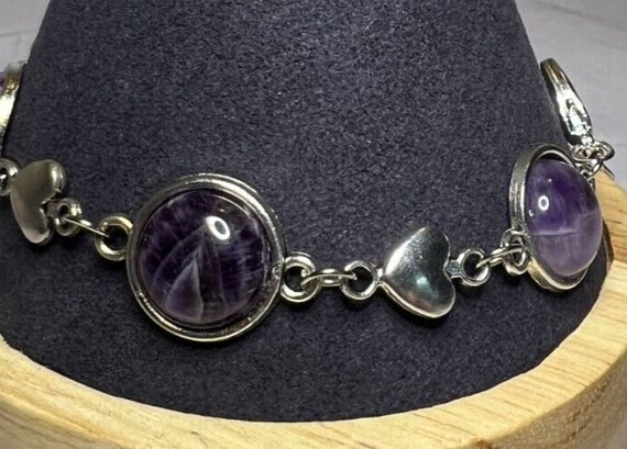 Boho Stackable, Adjustable Silver Bracelet, Ameth… - image 4