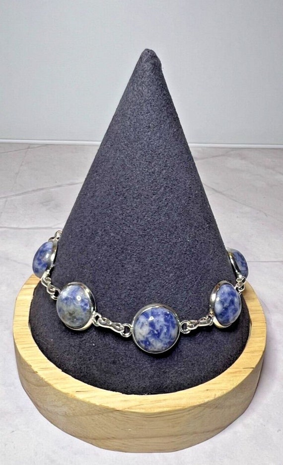 Boho Stackable, Adjustable Silver Bracelet, Blue … - image 1