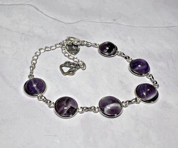 Boho Stackable, Adjustable Silver Bracelet, Ameth… - image 1