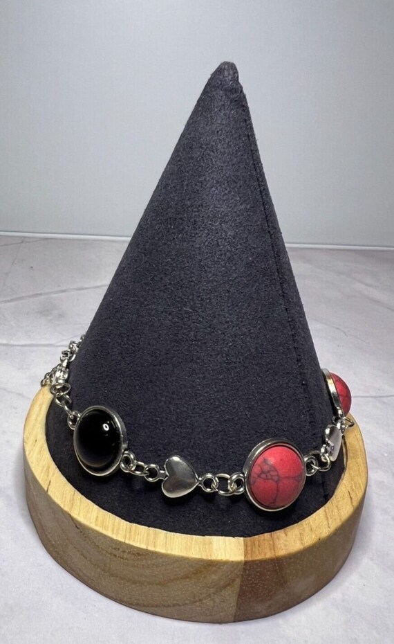 Boho Stackable, Adjustable Silver Bracelet, Onyx … - image 2