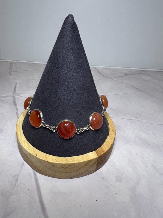 Boho Stackable, Adjustable Silver Bracelet, Orang… - image 5