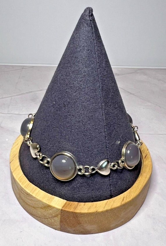 Boho Stackable, Adjustable Silver Bracelet, Grey … - image 1