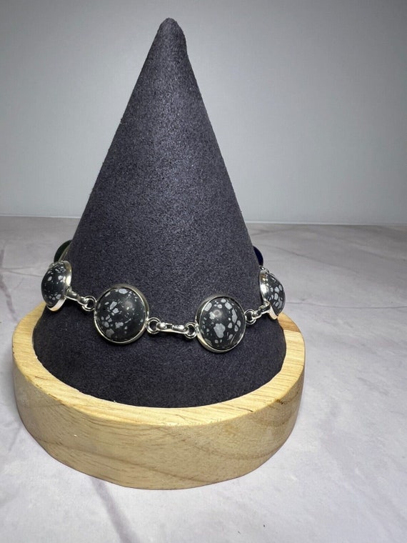 Boho Stackable, Adjustable Silver Bracelet, Jaspe… - image 7