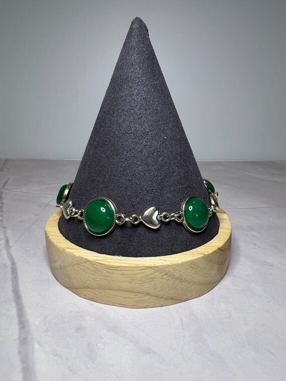 Boho Stackable, Adjustable Silver Bracelet, Green… - image 2