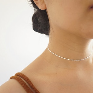 Sterling Silver Choker, Simple Chain Choker,  Silver Layering Choker, Minimalist