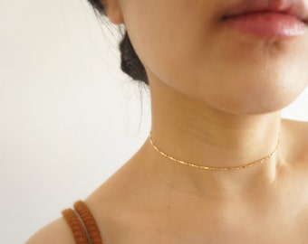 Gold Chain Choker, Gold Choker Necklace, Layering Choker, Gold Filled Chain, Minimalist