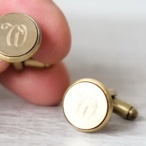 Pair of Engraved Brass Initial Cufflinks image 5