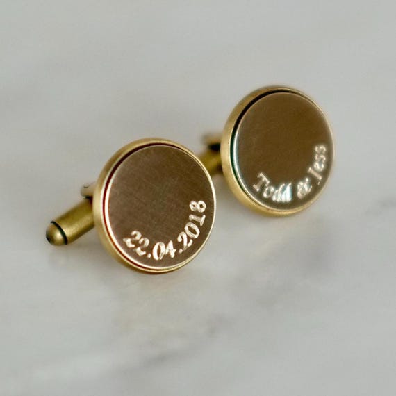 Curve engraved bronze and copper cufflinks