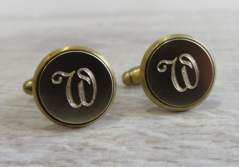 Pair of Engraved Brass Initial Cufflinks image 4