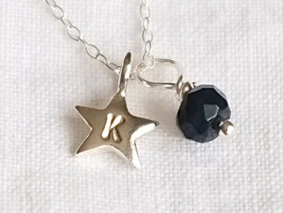 Silver Star and Birthstone Necklace