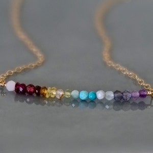 tiny Rainbow real gemstone necklace